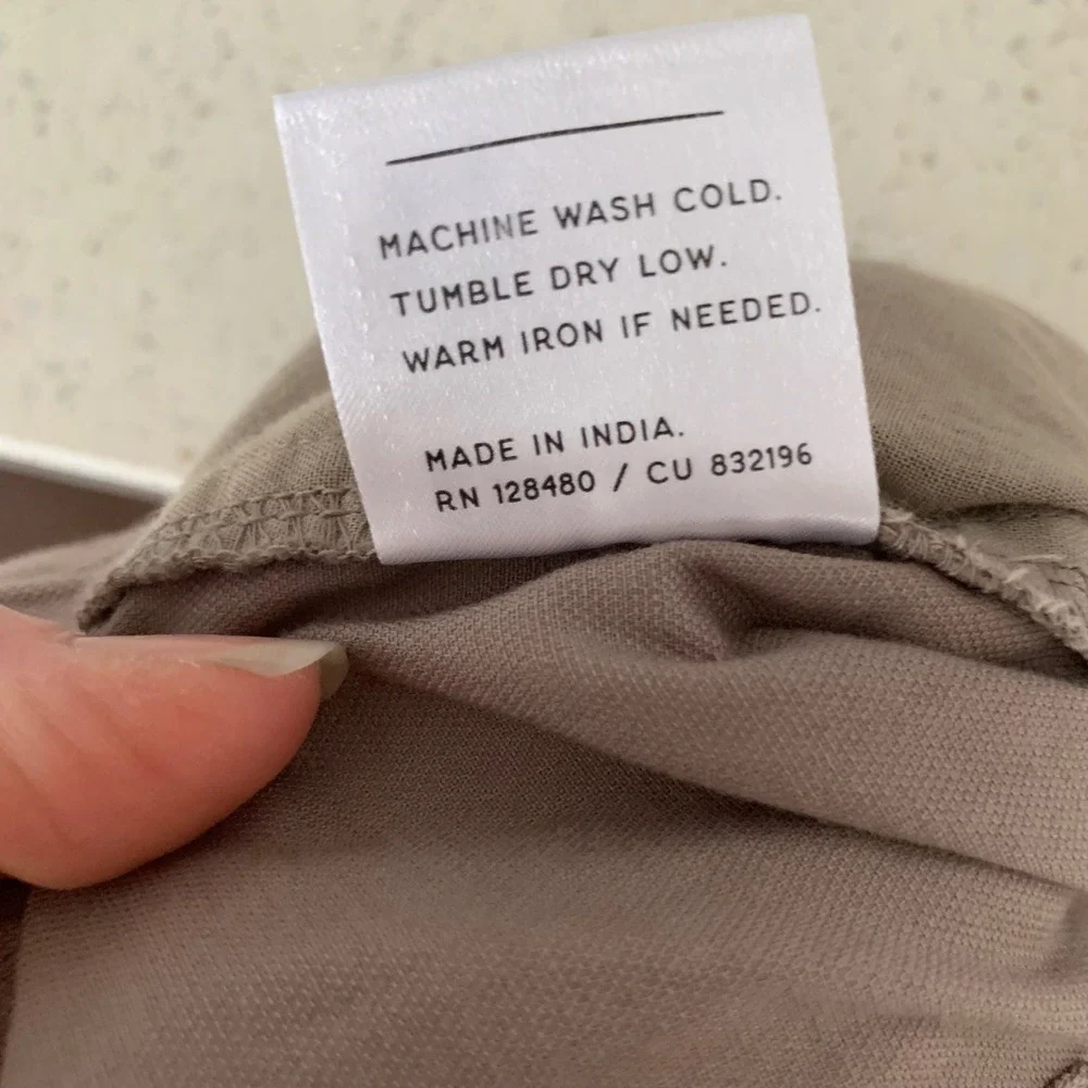 Pact XXL Organic Cotton Stretch Straight‎ Pants Taupe Elastic Waist Drawstring
